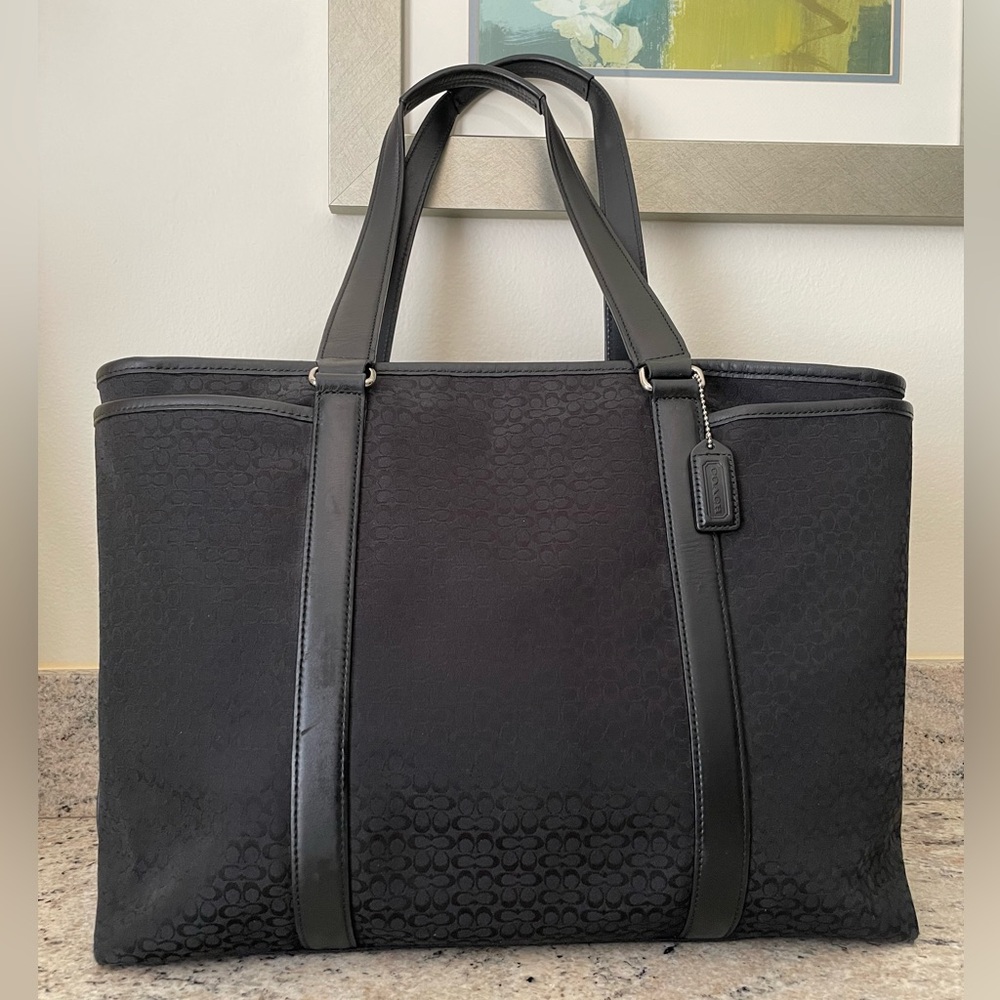 Coach – Large Signature Black Jacquard Canvas Weekend Travel Bag